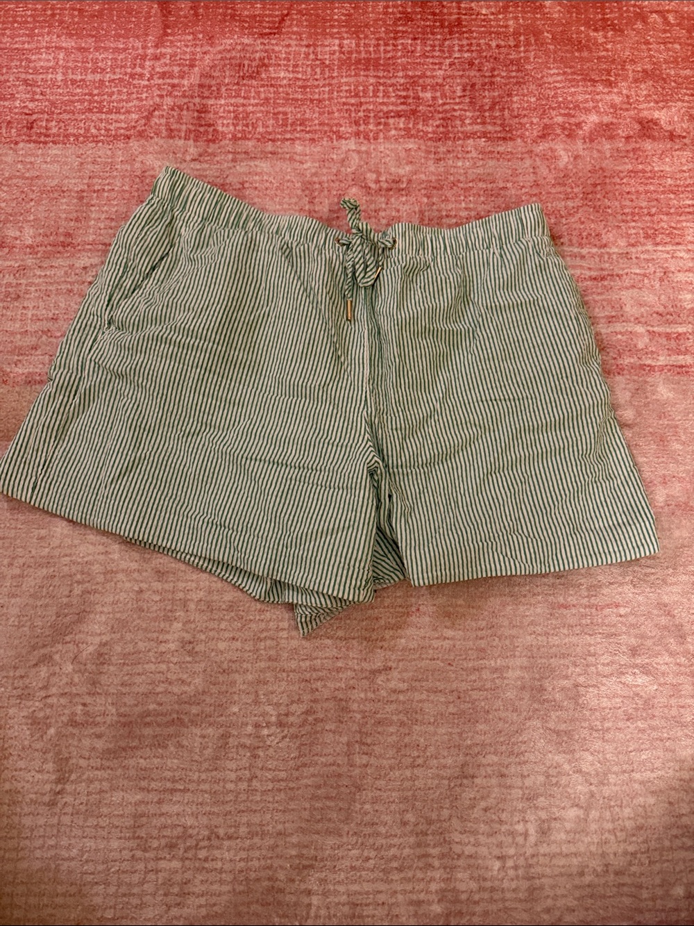 Lilly Pulitzer Green and White Striped Waistband Shorts